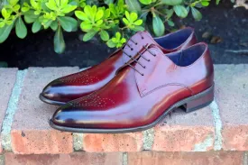 Burnished Calfskin Lace-Up Oxford Burgundy