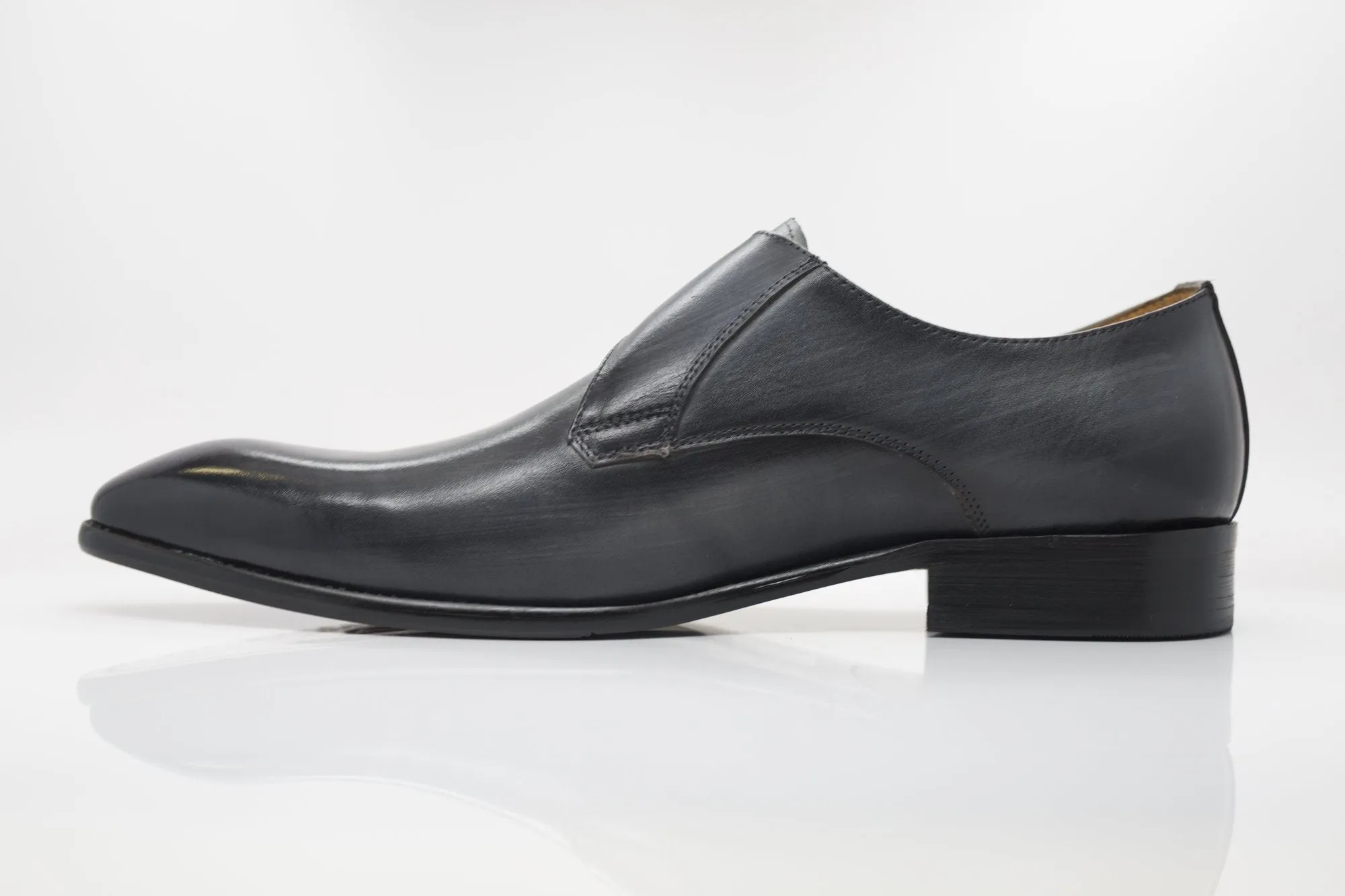 Burnished Calfskin Monkstrap Grey