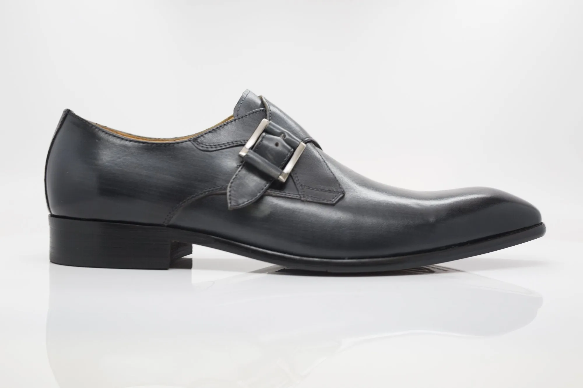 Burnished Calfskin Monkstrap Grey