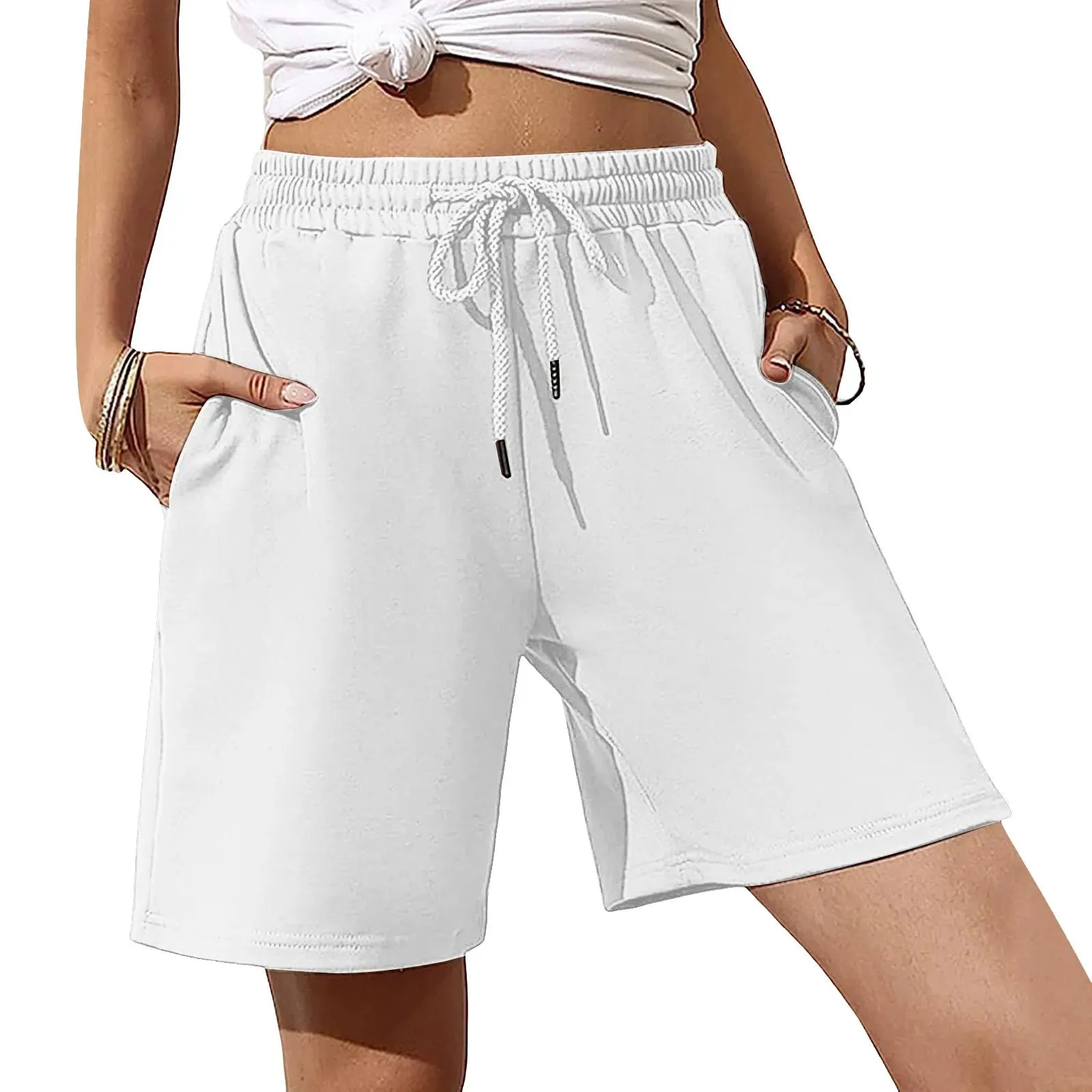 Comfortable Shorts For Women 2024 Summer New European American Loose High Waist Wide Leg Shorts