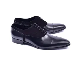 Corrente Calfskin & Suede Lace-Up Oxford Black