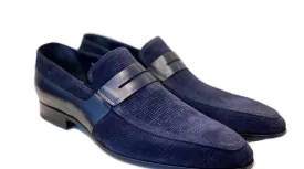 Corrente Suede Penny Loafer Navy