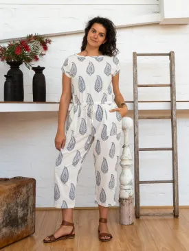 Drawstring Jumpsuit - Kashmiri Leaf