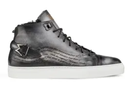 Mezlan Etched High-Top Sneaker Grey