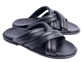 Pelle "Balaer" Slip-On Calfskin Sandal Black