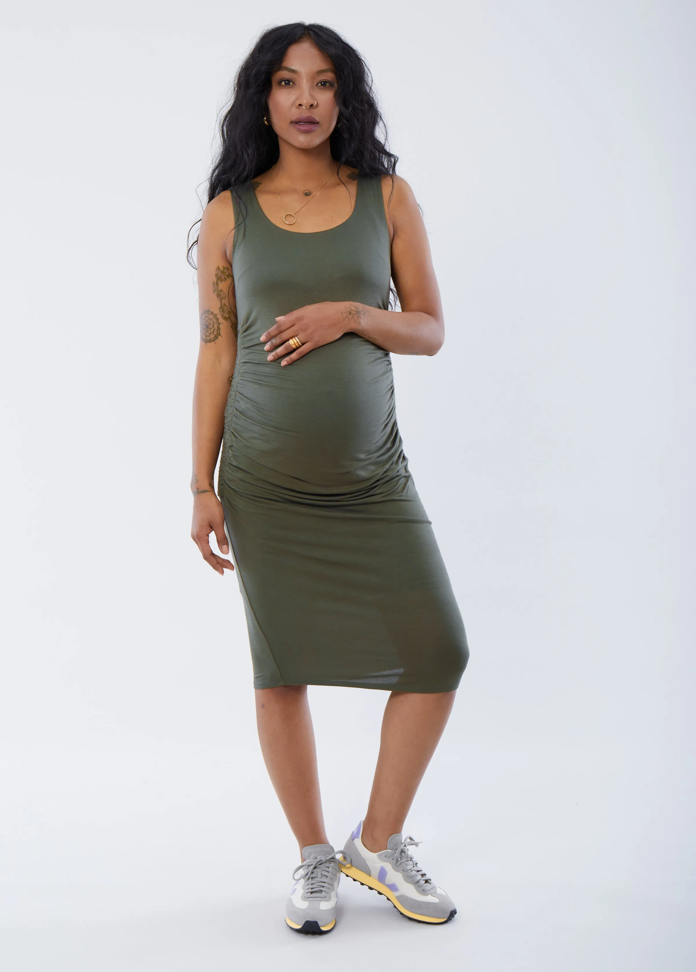 The Masterpiece Maternity Tank Midi Dress